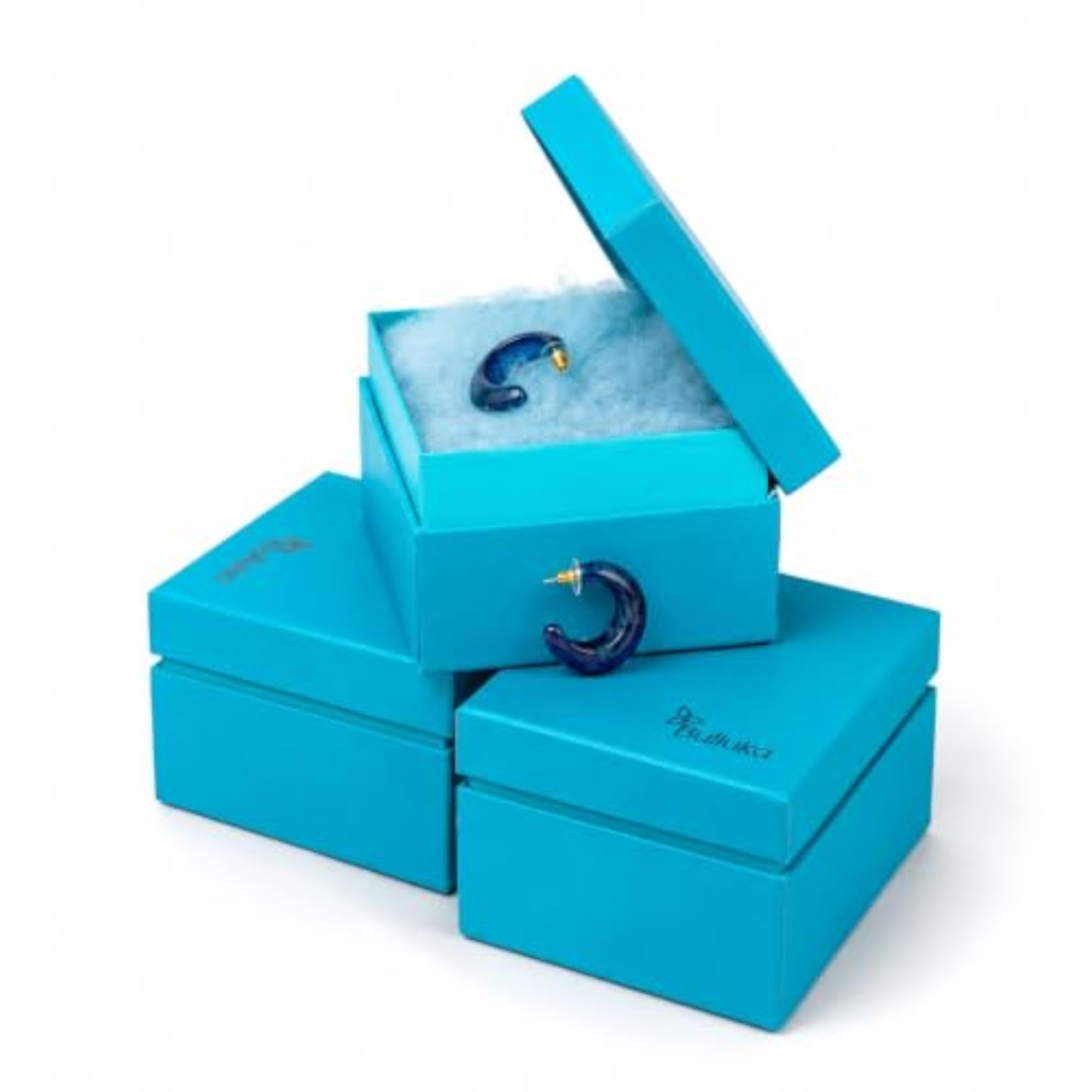 Women's Ocean Blue Chunky Crescent Mini Hoop Earrings
