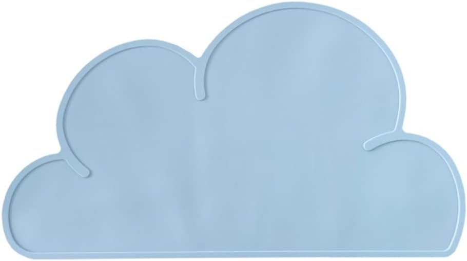HBJWOV Lovely Cloud Shape Placemat Kids Plate Mat Food Grade Silicone Table Pad Waterproof Heat Insulation Kitchen Gadget Easy Cleaning(Blue)