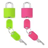 Amaxiu Suitcase Locks with Keys, 2.3cm Coloured Luggage Locks Metal Mini Keyed Padlock Small Locker Lock Padlocks 2pcs Travel Padlock Lock for Backpack Boxes Laptop Bag School Gym(A)