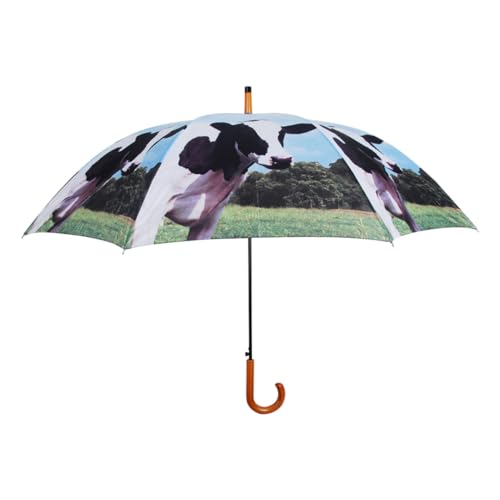 Parapluie Avec Manche En Bois - Vache - H 95 X D 120 Cm