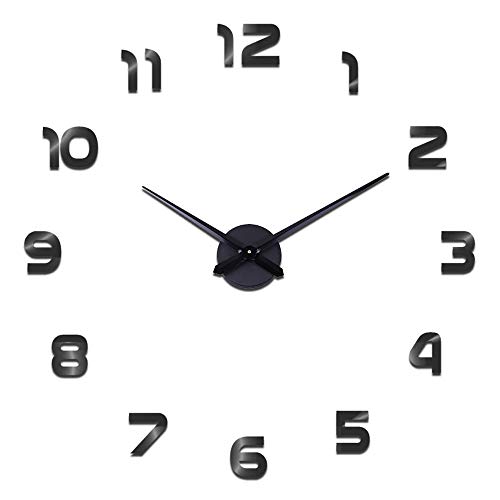 SHS2018 Reloj de pared moderno con adhesivo 3D, para decoración de casa, oficina, regalo (negro)