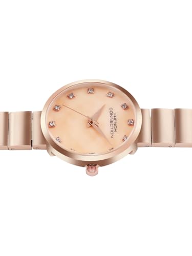 Image of French Connection Mop Rosegold Round Dial with Rose Stainless Steel Metal Strap Watch - for Womens FCN0128RGM