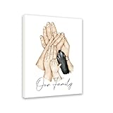 Anellyee Family Hands Wall Art Canvas Print, Adoption Day - Heartfelt Keepsake for New Parents, Pet Lovers, Christmas with Handprint Design, 11.5x15 Inch Framed Poster for Home Decor