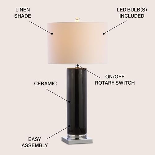 Lámpara de mesa negra cerámica con base cromada 31.5" miniatura 2