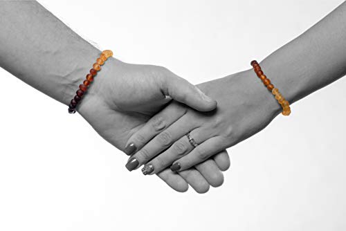 AMBERAGE Natural Baltic Amber Bracelet for Adults (Women/Men) - Hand Made from Raw-Unpolished/Certified Baltic Amber Beads(6 Colors) (7, Raw-Unpolished Rainbow)4