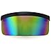Elite Futuristic Oversize Shield Visor Sunglasses Flat Top Mirrored Mono Lens 172mm (Rainbow Mirror)