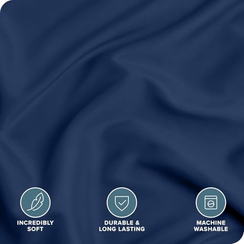 Image of Viewstar Premium Cotton Duvet Cover, King Size 91x101 Inches, 300 Thread Count, Ultra-Soft, Wrinkle-Free, Cotton-Quilt /Comforter Zipper Cover (Navy Blue)
