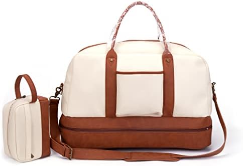 Weekender Bags for Women Canvas Leather Duffle Bag Overnight Travel Carry On Tote Bag with Luggage Sleeve Perfect for Travel/Daily Use/Birthday Gift 1 Weekender Bags for Women Canvas Leather Duffle Bag Overnight Travel Carry On Tote Bag with Luggage Sleeve Perfect for Travel/Daily Use/Birthday Gift