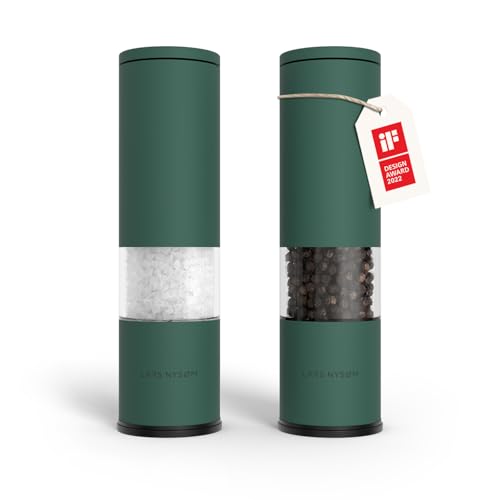 Image of LARS NYSOM Salt and Pepper Grinder Set Manual, Stainless Steel Salt and Pepper Mills with Adjustable Ceramic Grinder I Design Spice Shakers (Pine Green)