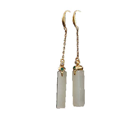 Pendientes de plata 925 con jade hetiano natural, joyería fina y elegante para mujer