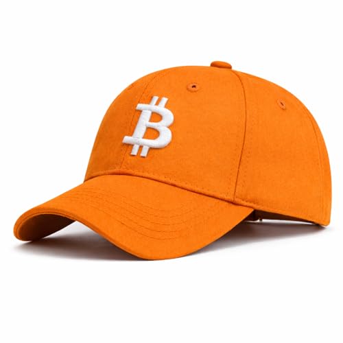 HumblePleb Bitcoin Baseball Cap for Men and Women, Orange Cotton Adjustable Dad Hat with Embroidered Logo, Casual Crypto Hat with Brass Buckle