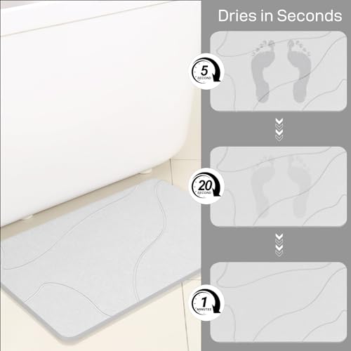 NAYAHOSE Stone Bath Mat, 100% Natural Diatomaceous Earth Shower Mat, Non-Slip Super Absorbent Quick Drying Bathroom Floor Mat, Shower Mat for Bathroom Floor, Easy to Clean (Light grey) - Cosy Home Interiors NAYAHOSE Stone Bath Mat, 100% Natural Diatomaceous Earth Shower Mat, Non-Slip Super Absorbent Quick Drying Bathroom Floor Mat, Shower Mat for Bathroom Floor, Easy to Clean (Light grey) - Image 4