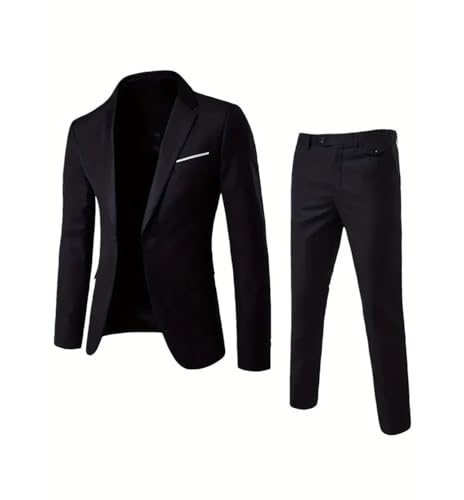 Men's Elegant 2-Piece Suit Classic Lapel Blazer Pants Formal Wedding Business Wear