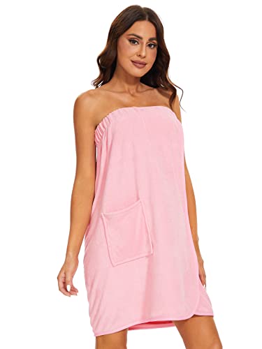 Image of Kniffi Shower Wrap Robe for Women Bath Body Towel Wrap Spa Soft bathrobe with Adjustable Snap Closure
