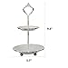 Stonebriar Small 2 Tier Worn White Metal Tray, Rustic Farmhouse Decor, Tiered Jewelry Tray for Vanity or Bathroom, 9.25
