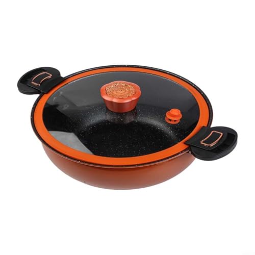 HEIBTENY Pentola antiaderente a micro-pressione, efficiente per stufati e zuppe con valvola di sicurezza, facile da pulire per la cucina di casa, design in metallo robusto, colore arancione (arancione