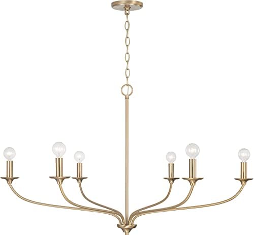 Capital Lighting 449961MA Dolan Transitional Minimalist Style Large Round Chandelier, 6-Light 360 Total Watts, 24" H x 40" W, Matte Brass