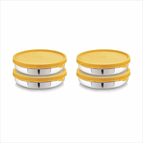Steellock Flex Stainless Steel Containers Size Slim 550ml x 4 (Yellow)