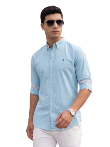 Image of Thomas Scott Men's Cricket Club Collection Classic Regular Fit Twill Shirt | 100% Cotton Long Sleeve Solid Shirt with Button Down Collar (Available in Plus Size)
