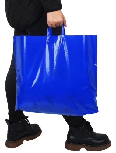 Large Plastic Shopping Bags with Handles - Extra Large Shopping Bags for Small Business– Extra Thick 3 Mil Black Merchandise Bags, for Boutique & Retail – Bulk Heavy Duty Glossy Gift Bags (60, Blue) - Thumbnail 6