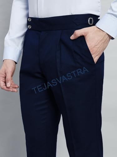 Image of FASHIONEMPIRE Men's Formal Trousers Front Pleated Double Button Gurkha Zion Pant Slim Fit | Stylish Formal Pant for Party and Casual Wear
