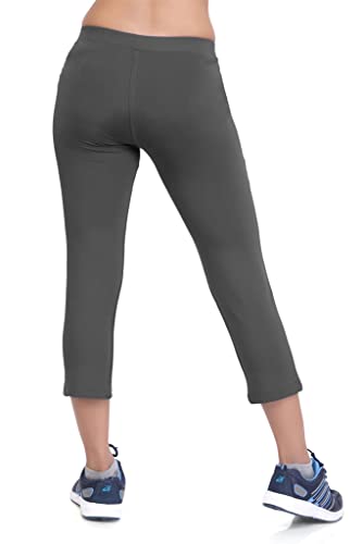 Image of Women Airforce Blue Regular Fit Streachable Capri for Gym, Yoga, Runing, Jogging Activewear Two Sided Pockets Capri (Size XL, 30-32)