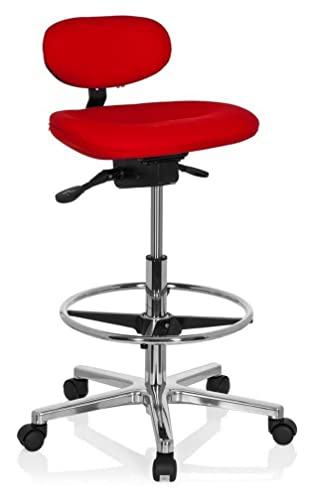 Hjh Office 608331 Silla De Trabajo Work Mf Tela Rojo, Taburete De Trabajo, Silla Giratoria, Respaldo De Altura Regulable Hjh Office 608331 Silla De Trabajo Work Mf Tela Rojo, Taburete De Trabajo, Silla Giratoria, Respaldo De Altura Regulable