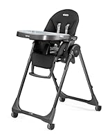 Peg Perego Prima Pappa Follow Me Reclining Baby High Chair, Bouncer Function, 4 Wheels, Foldable and Ultra-Compact, for Children from 0 to 3 Years (0-15 kg), True Black