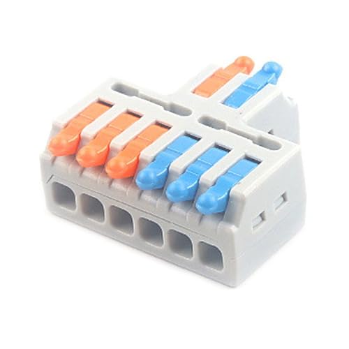 JOYELEC 9 Pièces Bornes de Connexion,D2-6 Connecteur Electrique Rapide 2 entrée 6 sorties, Conducteur Compact Fils Connecteurs, 0.08-2.5(4.0) mm²,250V,32A,avec levier de commande