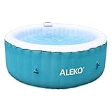 ALEKO Aufblasbarer Whirlpool Spa | Persönliche Hochleistungs-Jetted Bubble | mit passgenauer Abdeckung und 3 Filtern | 210 Gallonen | 4 Personen rund | Blau/Weiß | HTIR4GRW