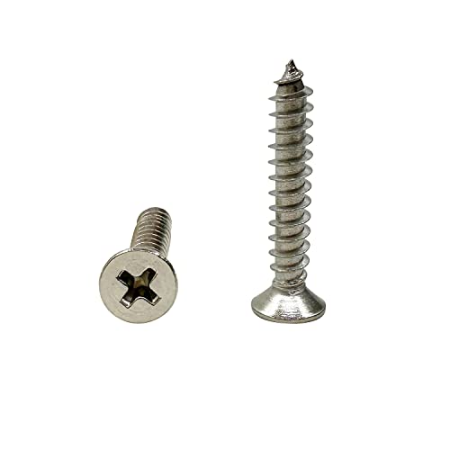 UYTRYEM M5x30mm Stainless Flat Head Phillips Wood Screws 18-8 (304) Stainless Steel Countersunk Self Tapping Screws 30Pcs (M5x30mm)