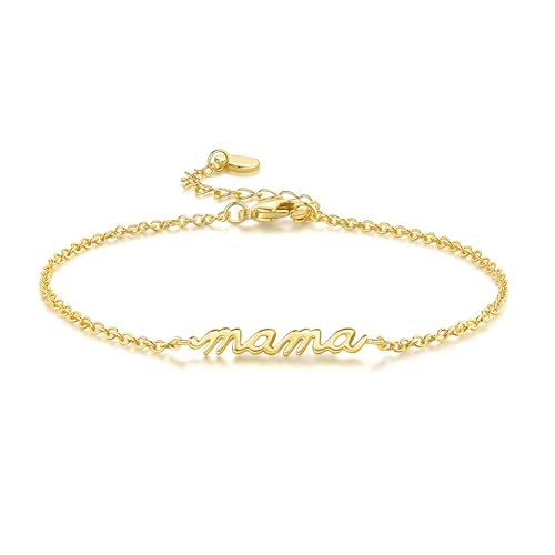 Mama Bracelet 18K Gold Bracelets for Women Gold Bracelets for Women Stack Minimalist Style with Heartfelt Emotion Mama Bracelet for Women
