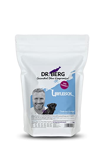 Dr. Berg URFLEISCH Huhn & Kartoffel für Welpen & Junghunde - Getreidefreies, hypoallergenes Hundefutter - Trockenfutter mit viel FRISCHFLEISCH - extra verträglich und lecker (1 kg)