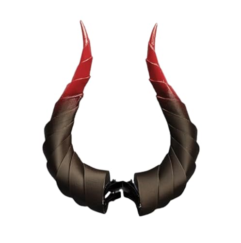 Dark Gothic Devil Horns Ghost Sheep Horn Hair clips Headwear Costume Halloween Cosplay Anime Hair Accessories Women Men (red black, L)