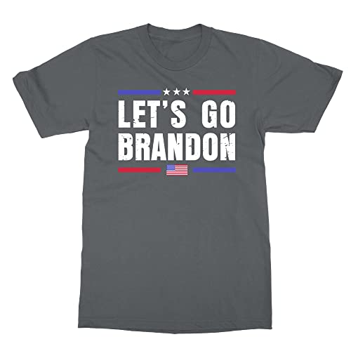 GamesDur Let's Go Brandon US Flag Conservative Anti Liberal Unisex T-Shirt (Gray, 2X-Large)