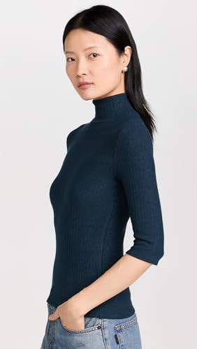 Vince Women's Rib 3/4 Sleeve Turtleneck4