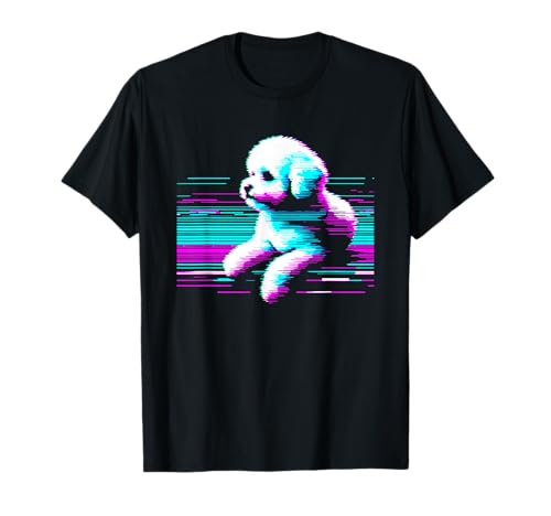 Bichon Frise Glitch - Amante de la raza de perro vintage Camiseta