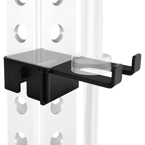 Olympic Barbell Holder for 3x3inch Power Racks Rack-Mounted No Tools & No Screws Required - Heavy-Duty Steel barbell Storage Protect The Barbell Bar With Protective Padding Saves More Space Tool-Free Install.Vertical Barbell Holder (up)