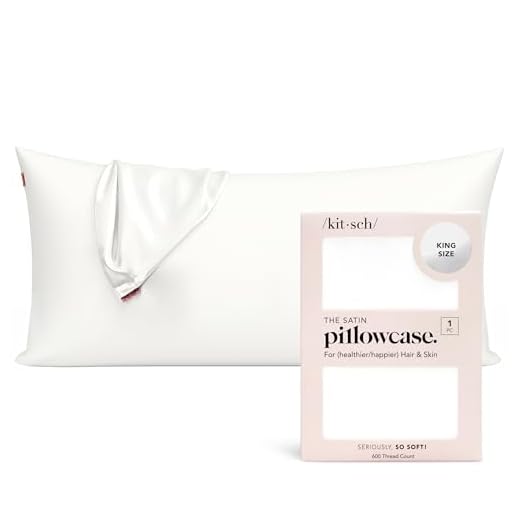 Kitsch Satin Pillowcase, Softer Than Silk Pillow Cases King, Cooling Pillow Covers, Satin Pillowcase with Zipper for Hair, Skin & Quality Sleep, Wrinkle-Free & Smooth, King Size 19"x36", Ivory