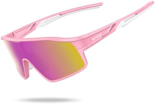 Lamicall Fahrradbrille Kinder, UV400 Polarisierte Sport Sonnenbrille Kinder | [22g TR-90 Ultraleicht] Verspiegelte Schnelle Brille für Junge & Mädchen, Laufbrille Fahrrad Brille fü