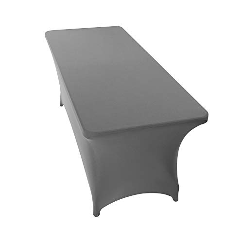 Image of Peomeise 6FT Spandex Table Cover Rectangular Stretch Spandex Tablecloth (Gray,6FT)