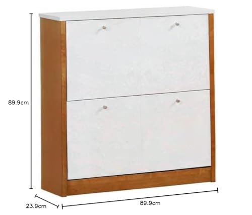 Image of APRODZ Mango Wood Alasta Shoe Cabinet for Home | Shoe Rack Organiser | White Finish