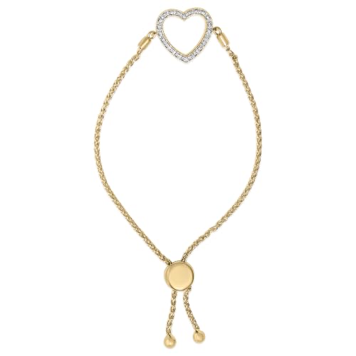 Haus of Brilliance Gold Vermeil Diamond Accent Heart Lariat Bolo Bracelet
