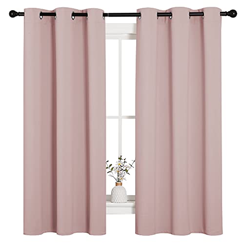 Image of NICETOWN Small Window Curtains, Blush Pink Room Darkening Curtain Panels, Nursery Essential Thermal Insulated Solid Grommet Top Blackout Curtains /Drapes for Bedroom (1 Pair, 42 x 63 inches)