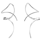 Earrings for Women Spiral threader earrings 925 sterling silver earrings hand bent dangle earrings for women，suitable for gift giving, perfect for your birthday party, Christmas, gift giving.