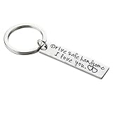 Drive Safe Keychains Drive Safe Handsome I Love You Keychain for Trucker Dad Husband Boyfriend Valentines Day Gift (Handsome-1)