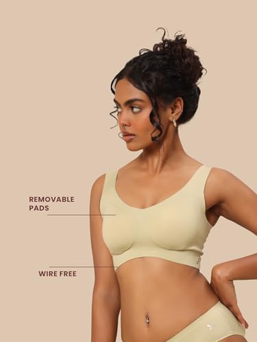 Image of Krvvy Ultrasoft Bralette | Wireless and Seamless Everyday Bra for Women | Full Coverage Slip-On Bralette with Removable Pads | Lightweight Comfort Fit