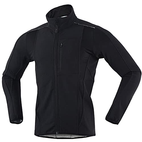 Herren Fahrradjacke für den Winter, thermische Mountainbike-Jacke, wasserdicht, winddicht, Thermo-Fleece, Fahrradtrikot, Laufen, Herbst, Winterjacke, Mantel (Schwarz, S)
