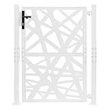 Gartentor, 105x125 cm Gartentür mit 2 Verbindungspfosten, 7 Schlüssel und 7 Schlüssel, für Lagerhäuser, Gärten, Innenhöfe (Weiß)