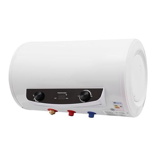 Calentador de agua eléctrico de 35 l con alcachofa de mano, 2000 W, montaje en pared, control de temperatura 25 – 75 °C, IPX4, resistente al agua, incluye grifo y mangueras, ideal para ducha y baño